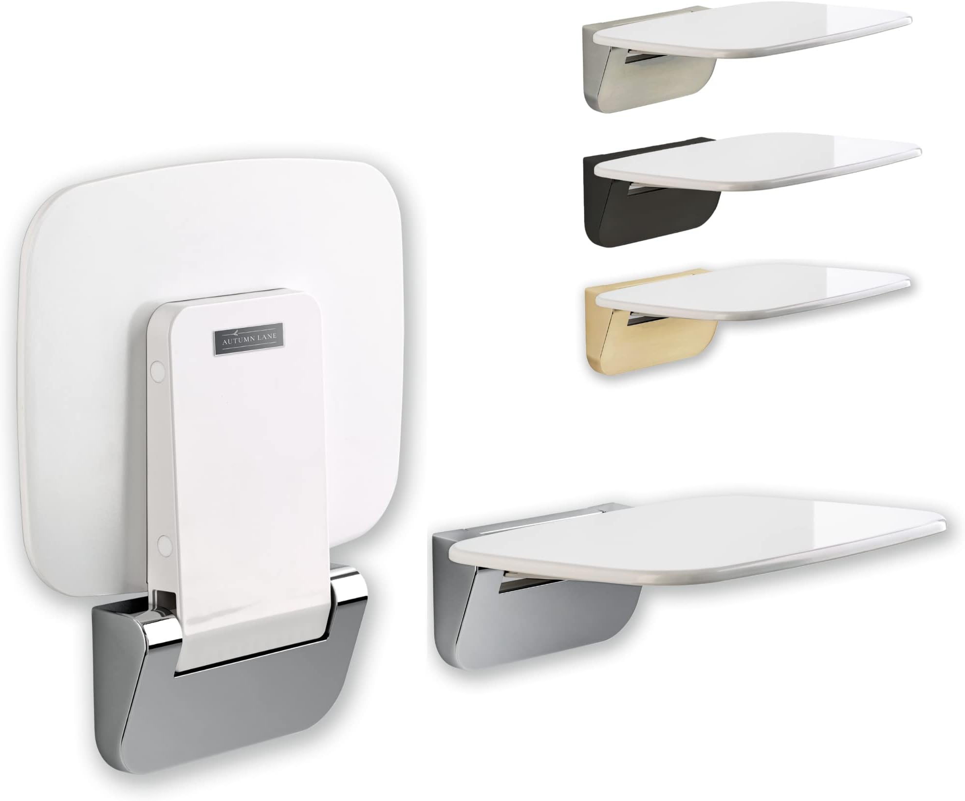 Folding Shower Seat Wall Mounted – Secure Fold Down Shower Bench, 350lbs Capacity, Space-Saving & Easy to Clean, Polished Chrome