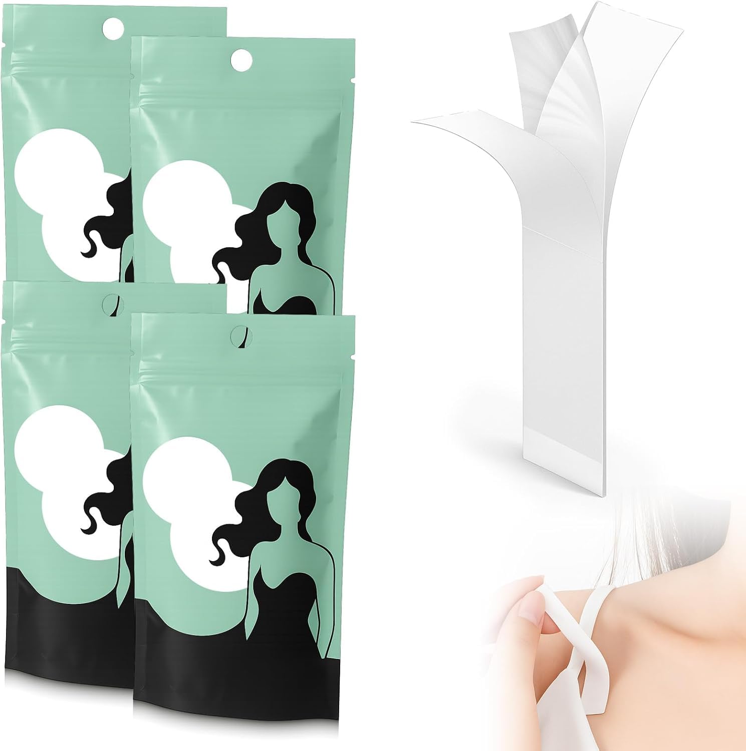 72 PCS Double Sided Tape for Clothes and Fashion ? Stick & Easy Peel Clear Fabric Tape, Per-Cut Hypoallergenic Body Tape & Clothing Tape-image-39