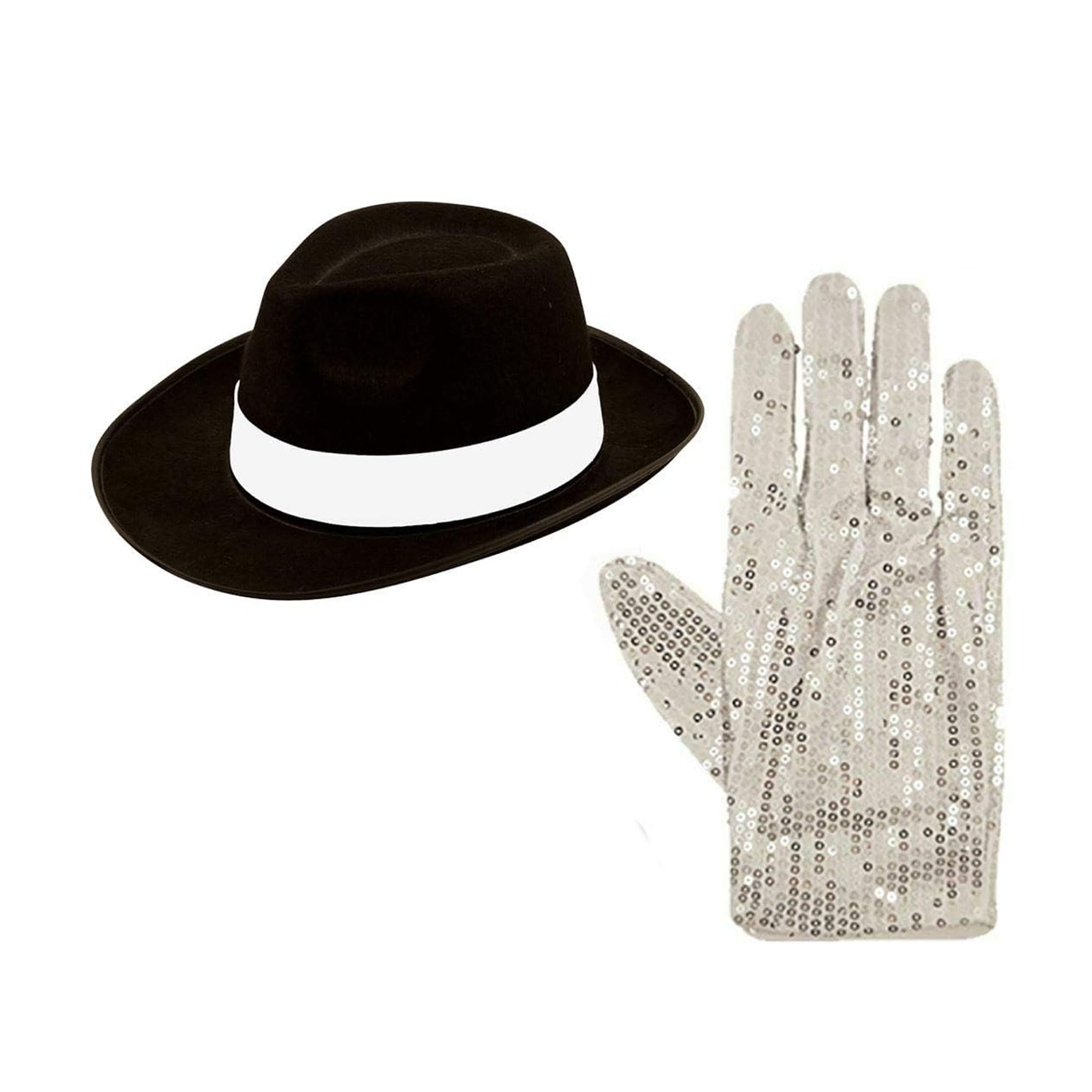 Gizelle Pop Ican Gangster Hat Glasses Gloves Set - Adults king of pop Cosplay Accessory Aviator Shades 1980’s Fancy Dress Set (Hat + Gloves Set) — image 1