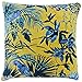 Riva Paoletti Amazon Jungle Housse de Coussin Carré, Bleu Sarcelle et Jaune, Imprimé de Plantes de Palmiers Jungle, 100% Ccoton, 55 x 55 cm (22 "x 22")
