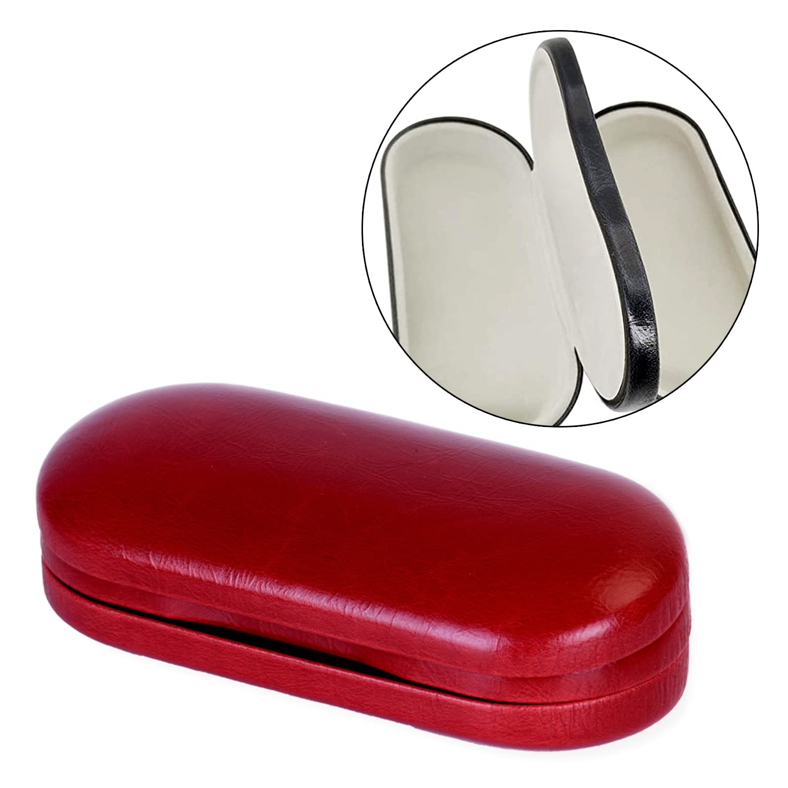 Custodia rigida per occhiali a doppio strato, per 2 paia di occhiali, portatile, può contenere 2 paia di occhiali, 2 in 1 a doppio strato, nero