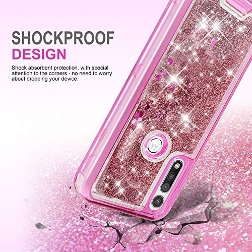Tjs Phone Case Compatible With Motorola Moto G Fast, Transparent Liquid Glitter Snap On Hybrid Moving Quicksand Bumper Armor Drop Protector Cover (Clear) #TOP1
