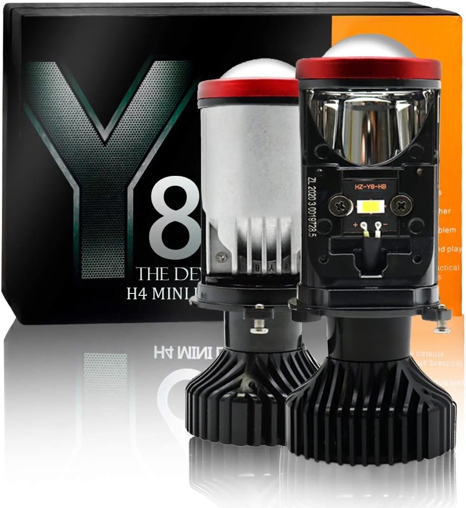 Carzex All-in-One Conversion Kit LED 20000LM 6000K High Low Beam Headlight Bulb for Cars with Mini Projector Lens, White.