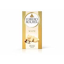 Ferrero Rocher White, Tavoletta ricoperta di cioccolato bianco (60%) con ripieno alla nocciola, 1 tavoletta da 90 g