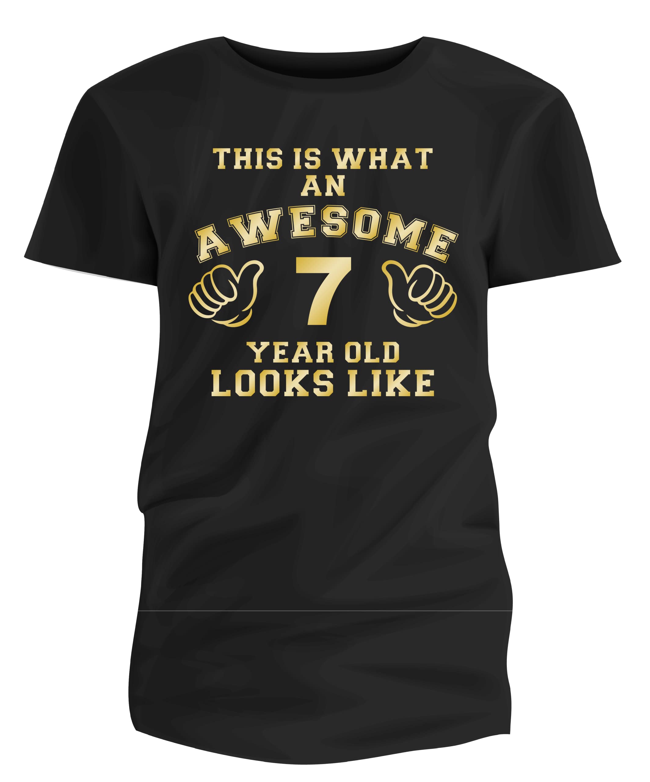 GENERICThis Is What An Awesome 7 Year Old Looks Like 100% Cotton Kids Birthday T-Shirt