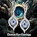 VONALA Evil Eye Earrings Sterling Silver Evil Eyes Leverback Earrings Blue Eye Dangle Drop Earrings with Blue Crystal Luck Amulet Protection Evil Eye Jewelry Gift for Women