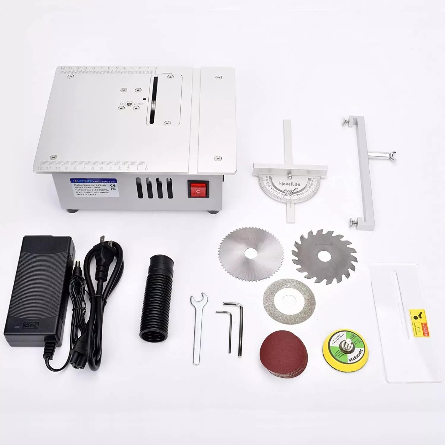 ele ELEOPTION Mini Table Saw Multifunctional Woodworking 5000RPM DIY Table Saw Set Mini Desktop Electric Saw Cutter for Wood/PCB/Acrylic/Plastic