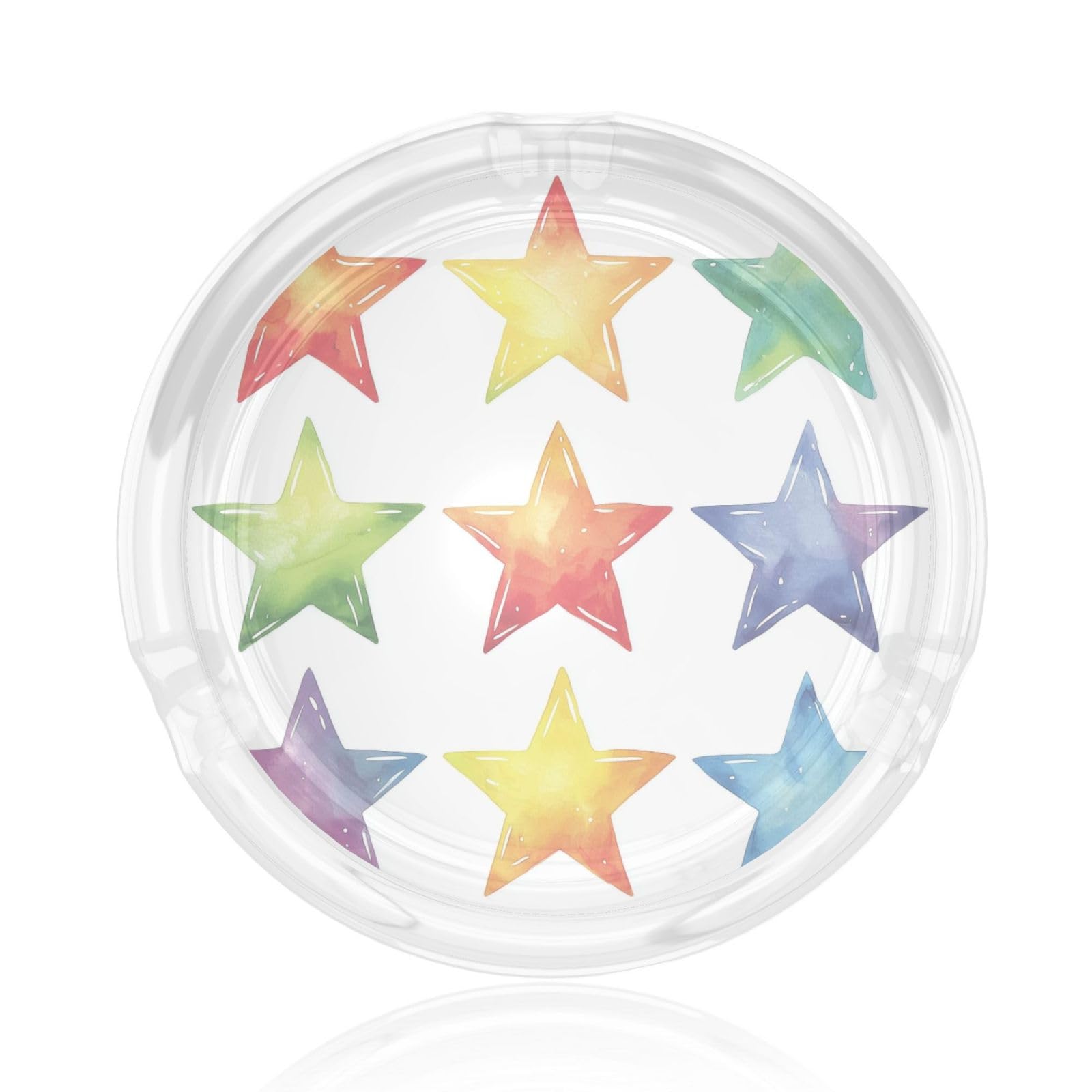 Watercolor Rainbow Star Glass Ashtray For Cigarettes Ash Trays Case For Home Office Decor