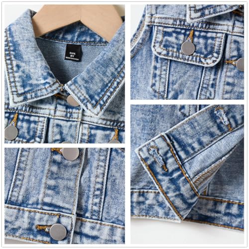 Girl's Retro Denim Jacket Vest Collar Neck Button Front Sleeveless Jean Jacket Outerwear with Pockets4