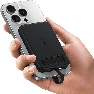 Mini Portable Charger for iPhone,10400mAh Power Bank with Built-in Cable/Metal Stand, Small Battery Pack Compatible with iPhone 14/13/12/11 Pro/Pro Max/Plus/Mini/AirPods