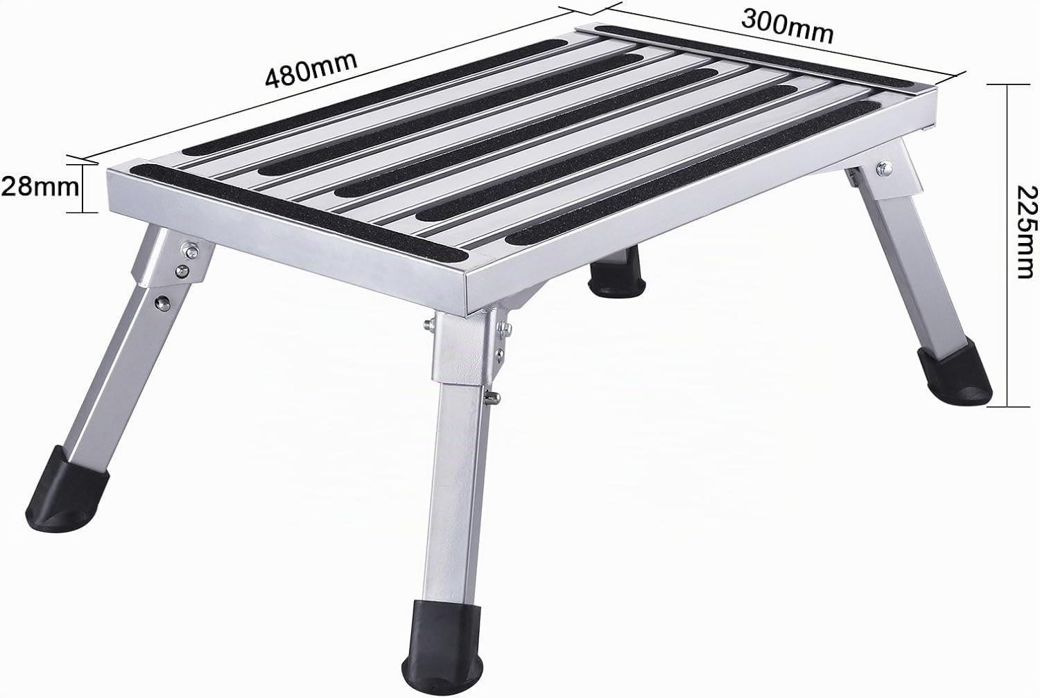 Johgee Marche Pied Pliable Escabeau Pliant Aluminium Marchepied Caravane Antidérapant Capacité 150 kg, Taille 47 x 30 x 23 cm