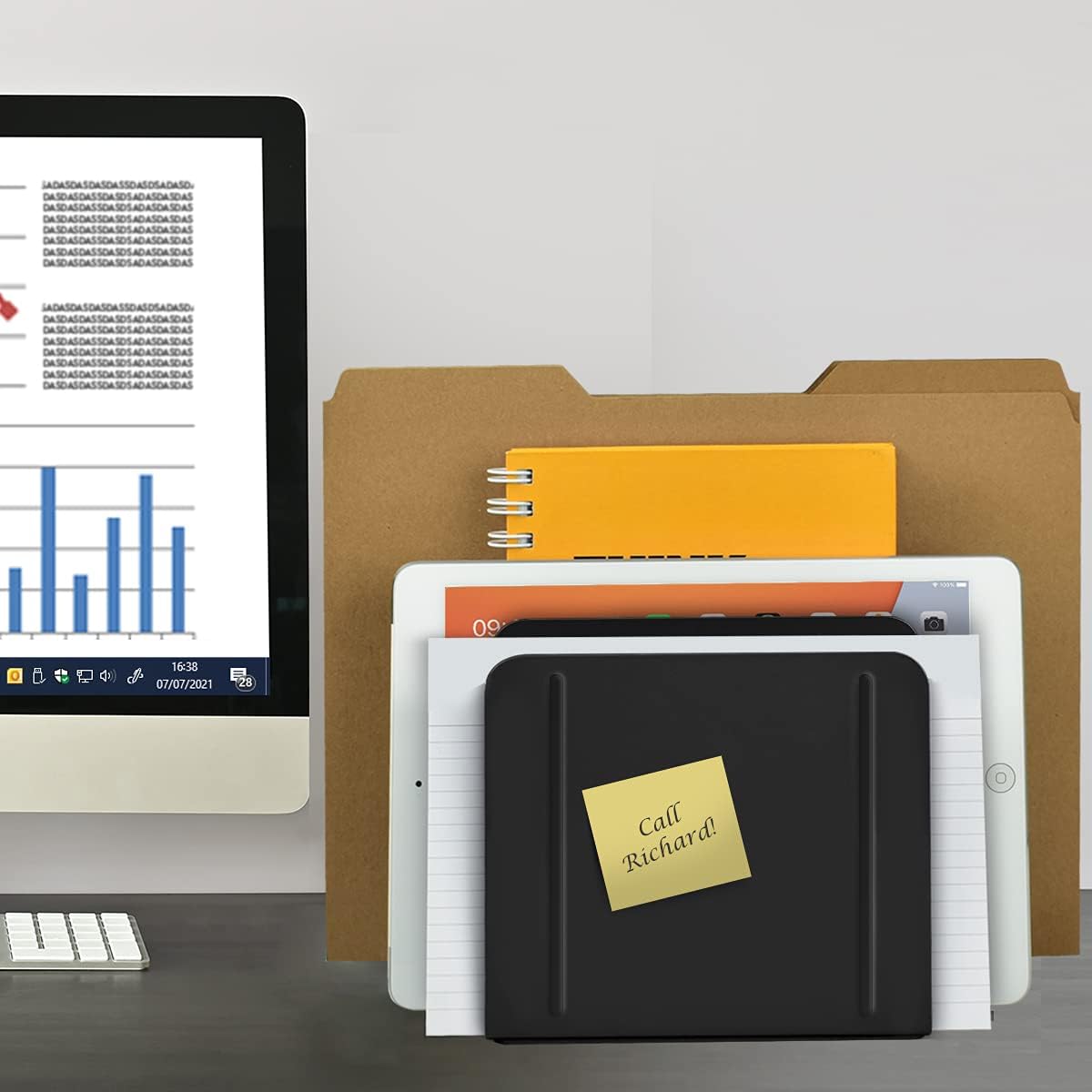 Acrimet Desk Metal File Sorter Organizer 4 Sections (Black Color) : Office Products