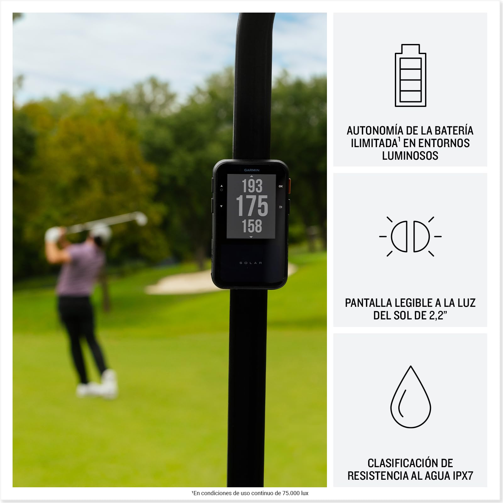 Garmin Approach G20, GPS de Golf de Mano, 43.000 Campos de Golf preinstalados, Pantalla de 2,2'', Distancia a peligros y Doglegs, Duración ilimitada de la batería en Condiciones soleadas