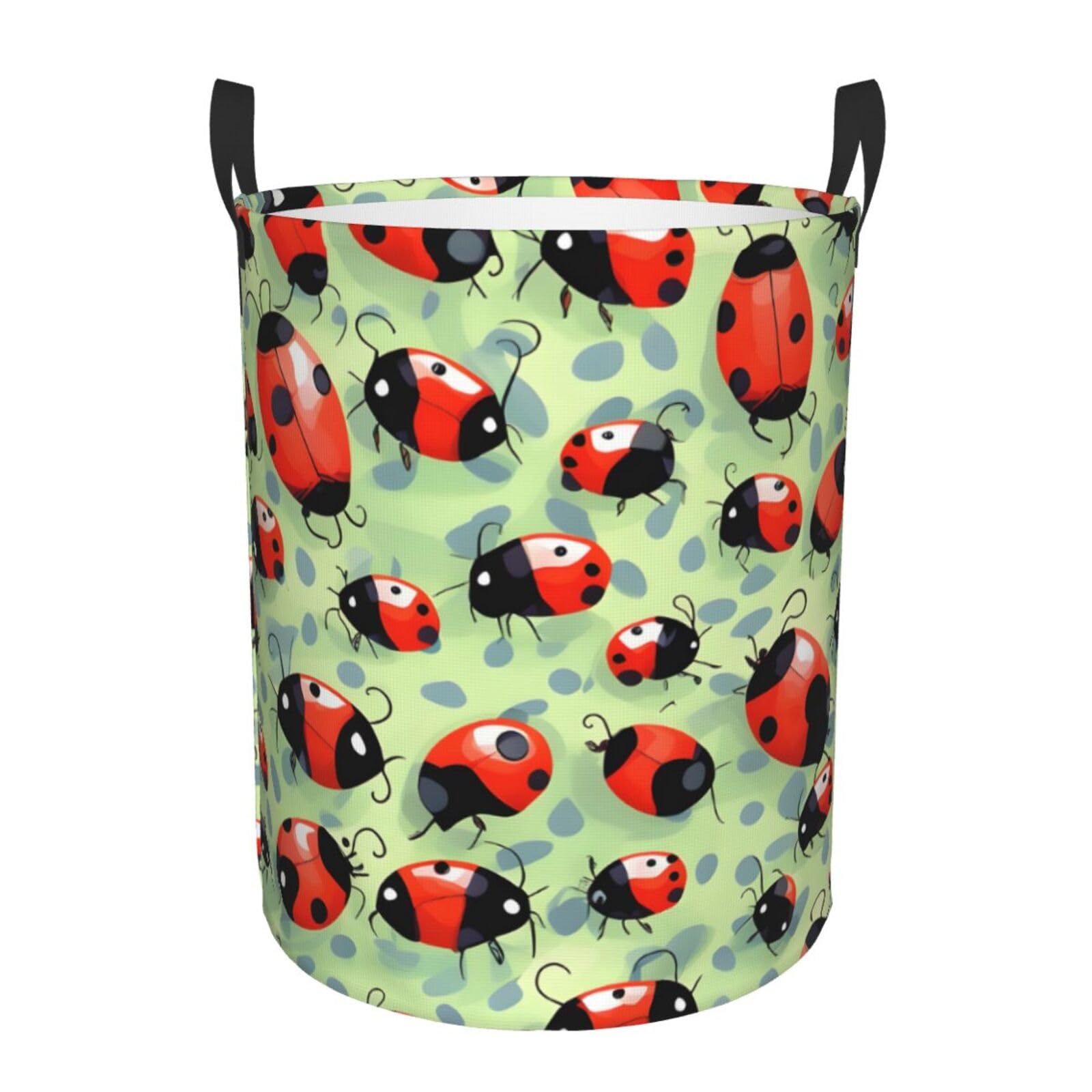 S Collapsible Round Ladybugs Cartoon Print Laundry Hamper