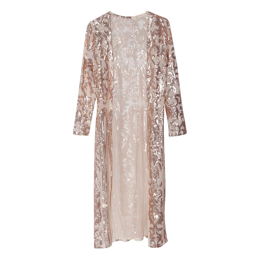 myaddiction Cloak Coat Dress for Women y Sequins Perspective Cardigan Cloak Golden Clothing Shoes & Accessories | Womens Clothing | Coats & Jackets-picture-36