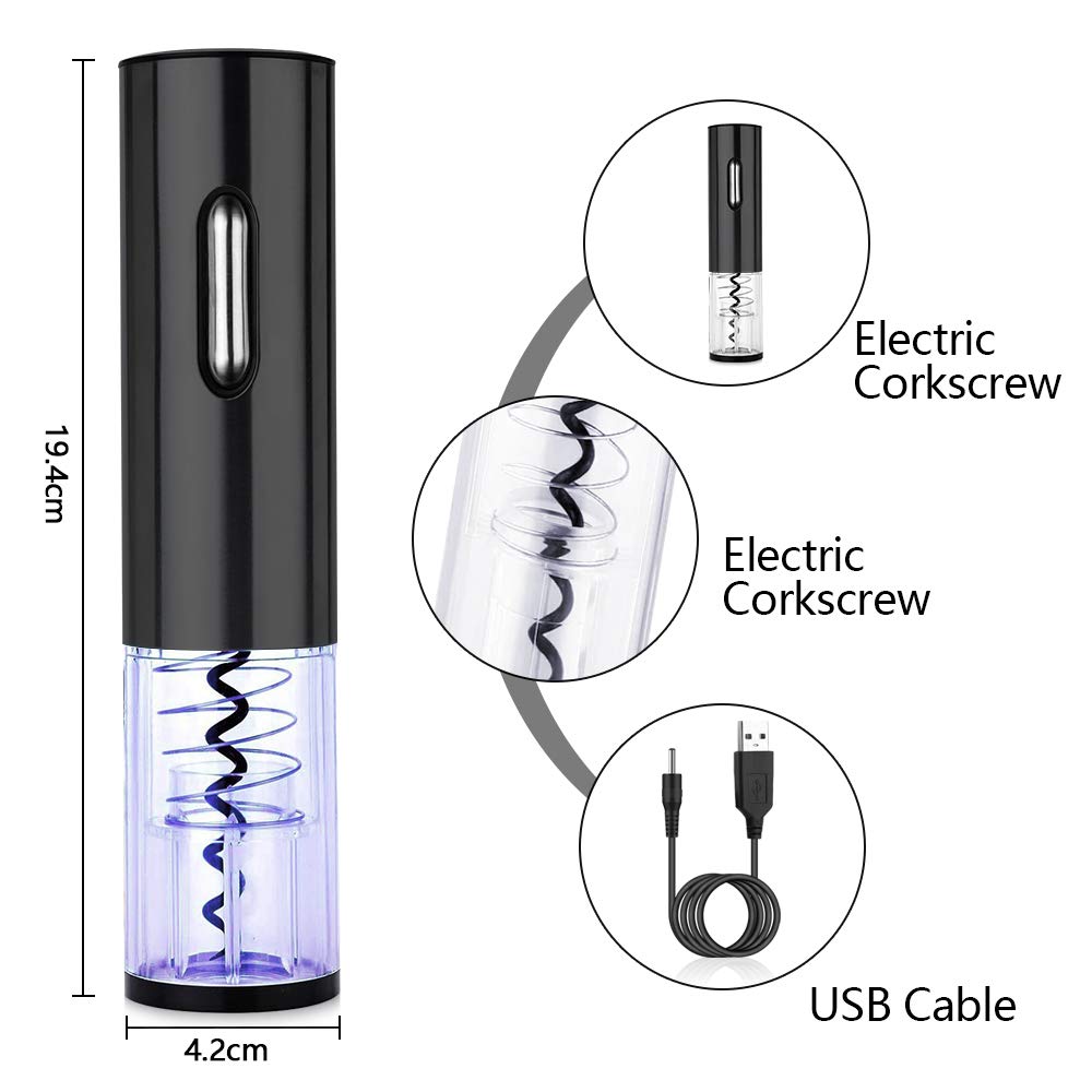 DASIAUTOEM Tire Bouchon Électrique, Ouvre Bouteille Électrique Rechargeable,Ouvre-bouchon Automatique de Vin Tire Bouchon avec Coupe-Capsule pour Vin Champagne, Cadeau Homme et pour Amateurs de Vin
