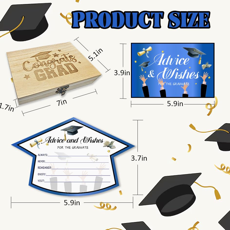 Image of 50Pcs Graduation Advice Cards for the graduate 2026, Grad Advice and Wish Cards Box for Congrats Grad Class of 2026 Graduation Party Decorations Supplies