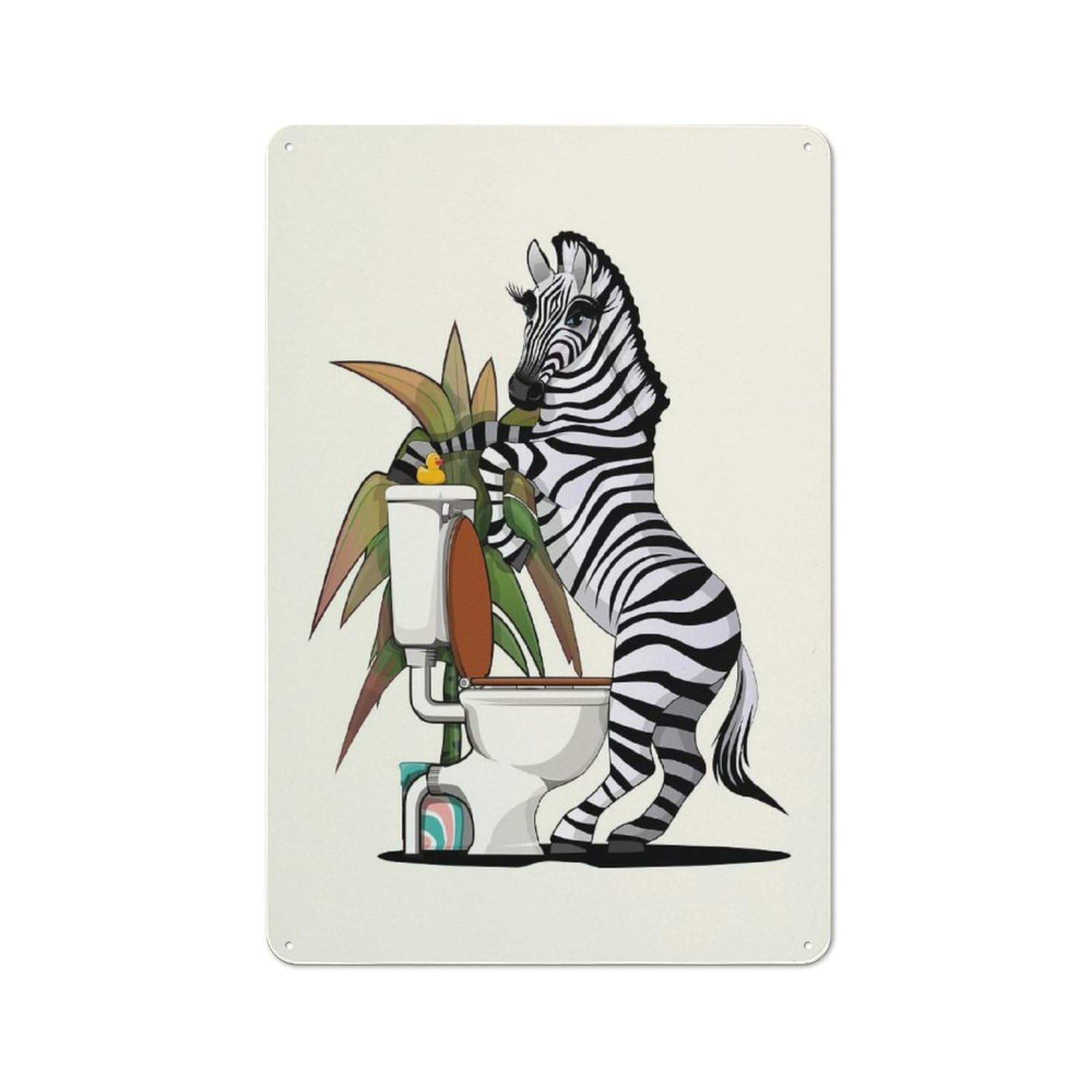 Junmoney Style-1 Zebra Using The Toilet Rustic Metal Sign 30X20cm For Living Room Wall, With Clear Rustic Wall Decor Character