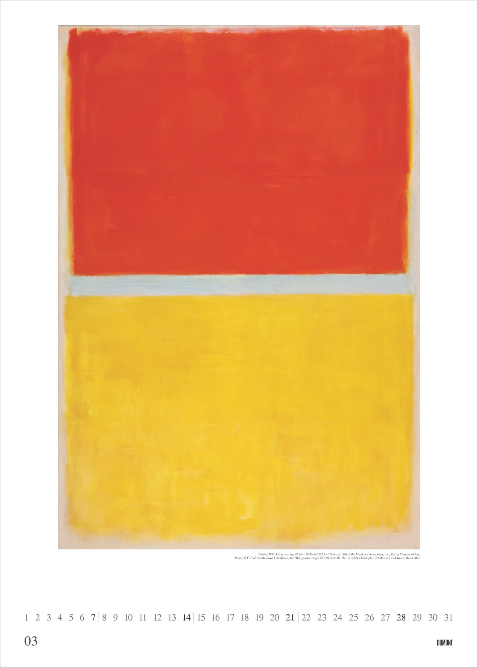 Mark Rothko 2027: Kunstkalender 50x70 cm mit Meisterwerken des Abstrakten Expressionismus und sprachneutralem Kalendarium