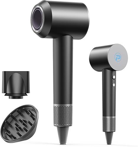 Secador de pelo profesional de 110,000 RPM con difusor, secador iónico, 8 modos de viento, boquillas magnéticas, secado rápido para todo tipo de