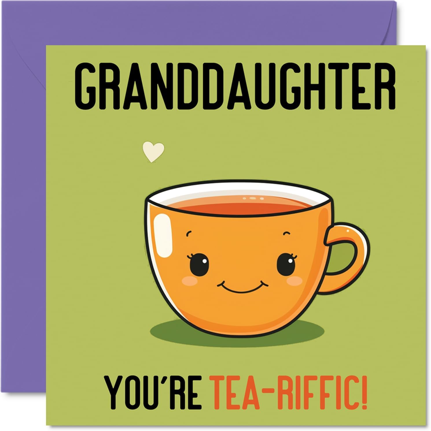 Birthday Cards for Granddaughter - Tea-riffic - Funny Happy Birthday Card for Granddaughter from Grandparents, Granddaughter Birthday Gifts, 5.7 x 5.7 Inch Joke Bday Greeting Cards for Women Her