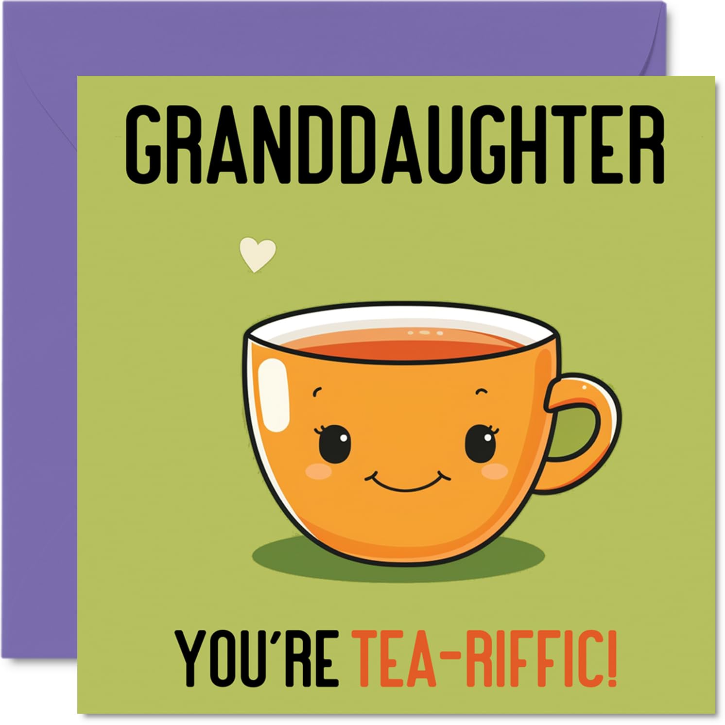 Birthday Cards for Granddaughter - Tea-riffic - Funny Happy Birthday Card for Granddaughter from Grandparents, 145mm Joke Bday Greeting Cards Women Her