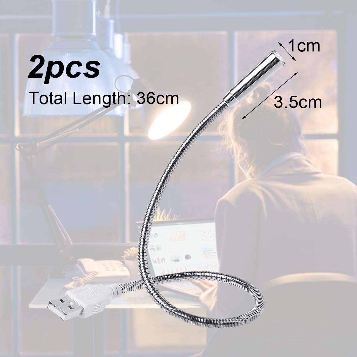 Cerioll Lampada LED USB Flessibile, Mini Luce Portatile, 2 Pezzi Lettura Luci a LED per Tastiera Computer, PC, Alimentatore Mobile
