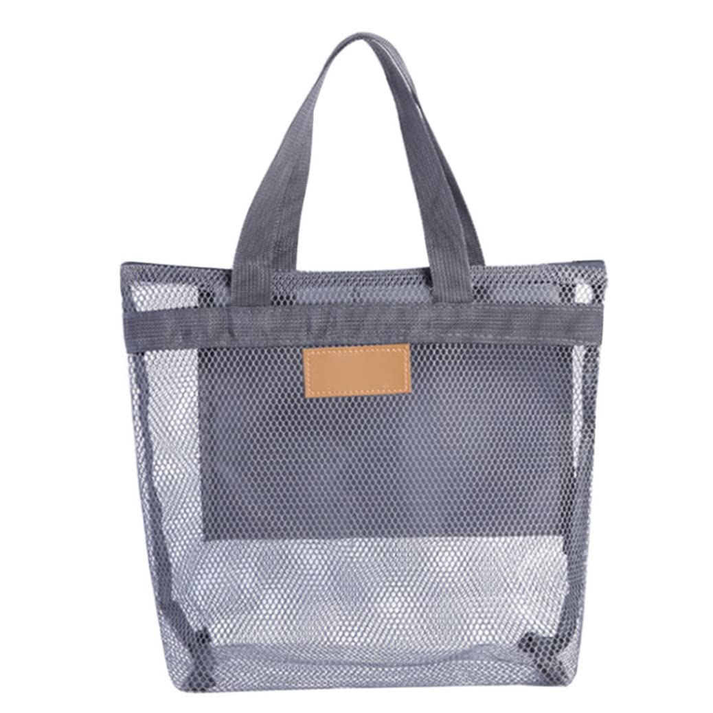 Wowmcrushiss Mesh Shower Caddy Portable Hanging Quick Dry Bath Tote Organizer for Beach Swimming Grey Hanging Bathtub Storage