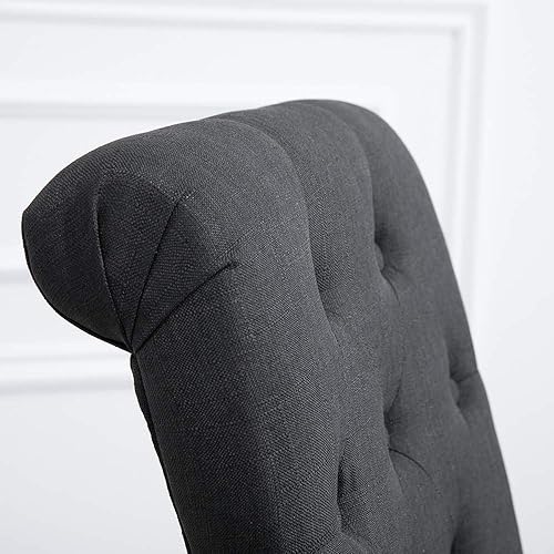 Miniatura 7 de Juego de 4 sillas de comedor tapizadas de tela acolchada, botón para comedor, restaurante, boda, recepción (carbón, juego de 4)