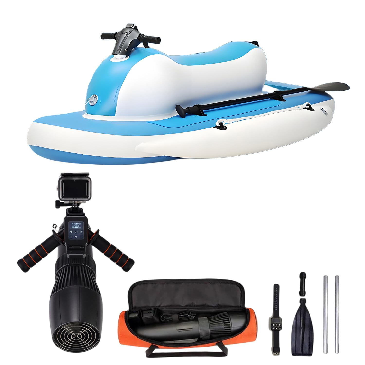 Jet Ski Elettrico Gonfiabile con Motore 500W/700W per 2 Adulti - Materiale Mesh Premium - Capacità di carico 220 kg, Batteria Rimovibile