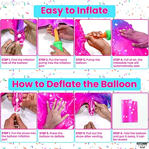Image of Katchon, 40 Inch Rainbow Number 7 Balloon For 7th Birthday Decorations | 7 Balloon For Unicorn Birthday Decorations, Helium Supported Gradient Blue Pink Number Balloons For Rainbow Birthday Decor