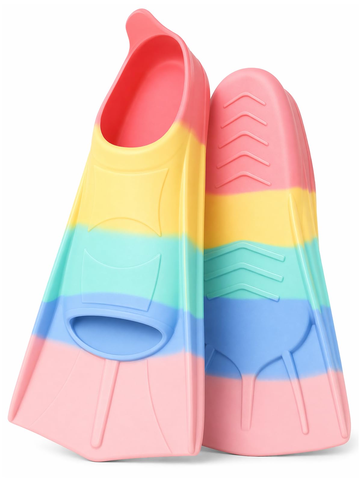 Swimming Fins Children, Fins Children, 100% Silicone Short Snorkel Fins, Training Fins for Adults, Child Swimming, Open Water, Snorkelling, Diving for Beginners (E Fins, XS (30-32))