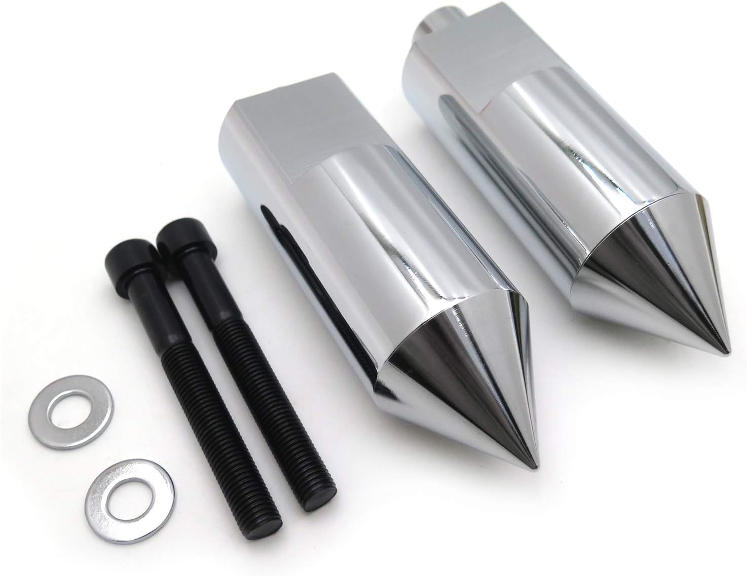 HongK- Chrome Spike Frame Sliders Crash Protector Compatiable With YZF R1 2004-2006 [P/N: MT290-001-CD]