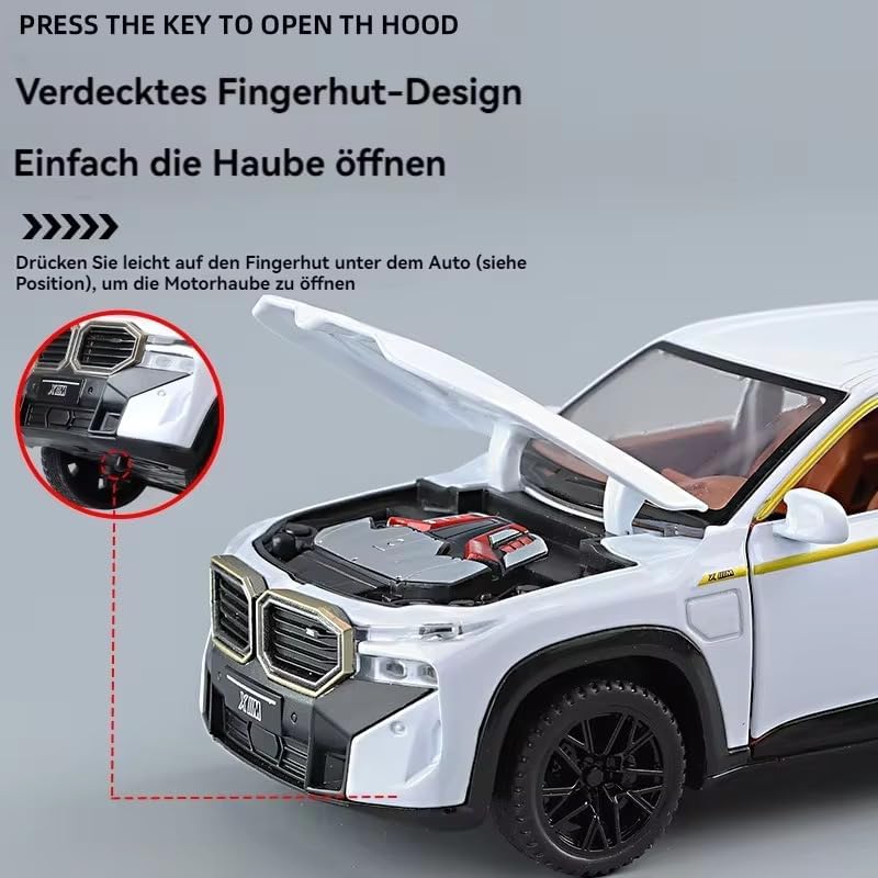 Image of Invite Enterprise 1:24 B.M.W XM SUV Model Car Zinc Alloy Pull Back Toy Diecast Toy Cars with Openable Doors, Sound and Light for Kids Boy Girl Gift(White Color)