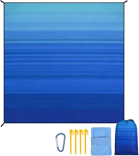 AISPARKY Pocket Picnic Blanket Compact Beach Blanket Waterproof Sandproof with Sand Remover, Portable Outdoor Mat for Camping Hiking Travel Festival