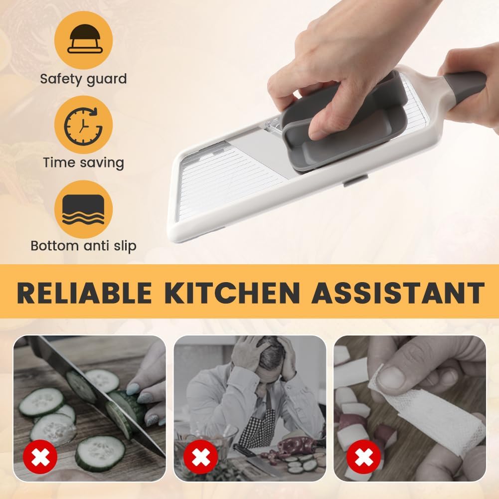 Multi Handheld Mandoline Slicer with Adjustable Stainl Steel Blade,