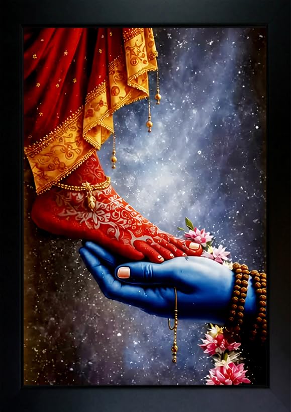 CrowdHall Shiv Parvati Charan Photo Frame | Shiv Parvati Charan Painting With Frame Wall Art for Living Room, Home Decor, Bedroom, Office. (Size 10 X 13.5 inches)-image-36