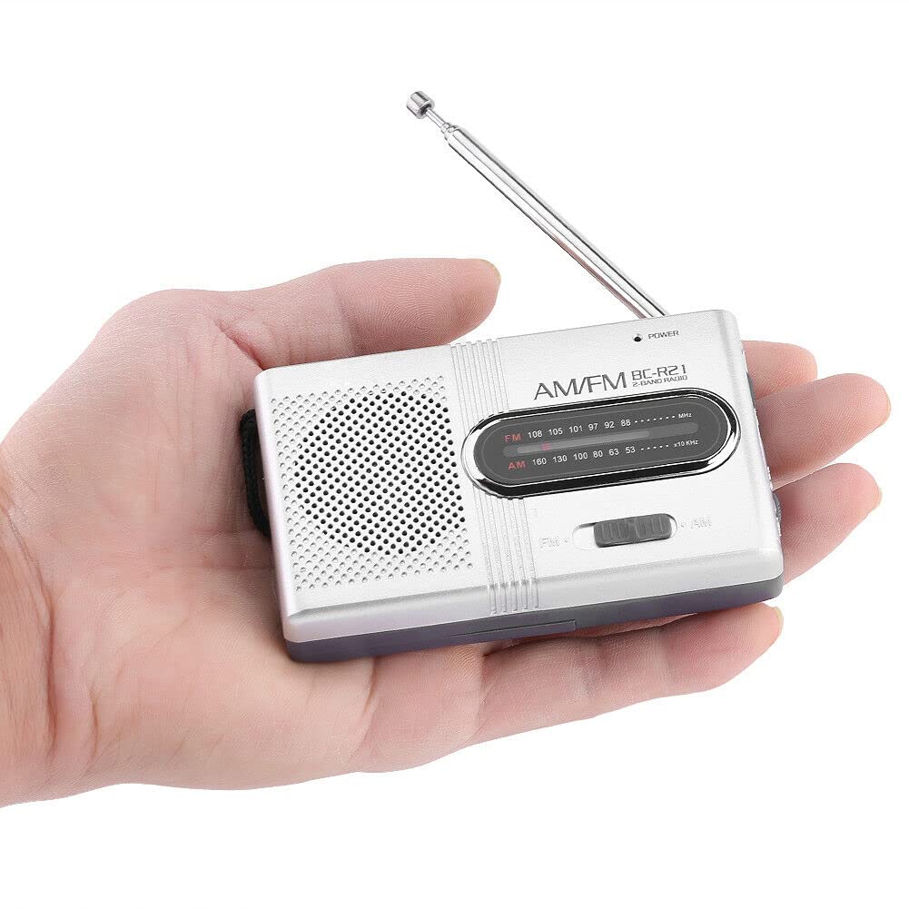 Portable Mini Pocket Travel AM FM Radio Battery Powered Built-in Speaker Stereo Close to Credit Card Size, Small Light-Weight and Portable Radio With Headphone Jack