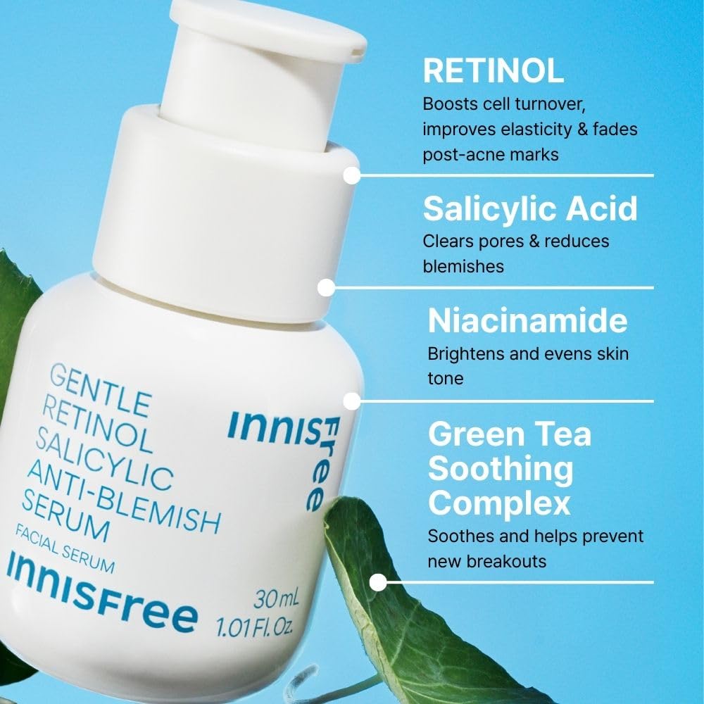 INNISFREE Gentle Retinol Salicylic Anti-Blemish Serum, Brightening Korean Serum, Reducing blemishes & Fading post-acne marks - Image 3