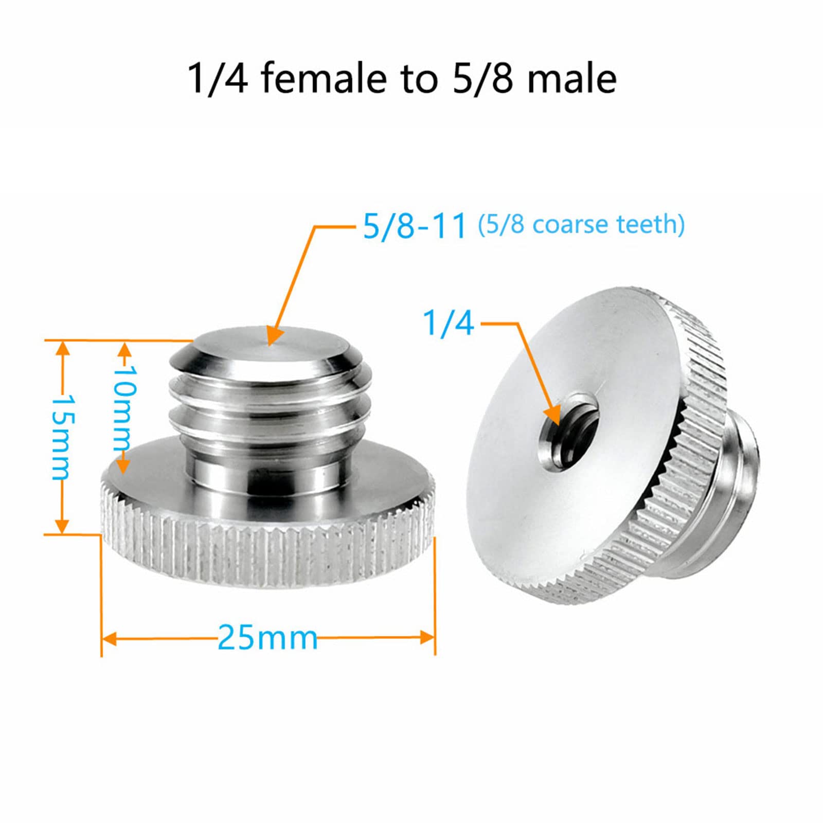 Adattatore A Vite Da 1/4" Femmina A 5/8" Maschio – Convertitore In Alluminio Per Treppiedi, Microfoni, Livelle Laser - 5
