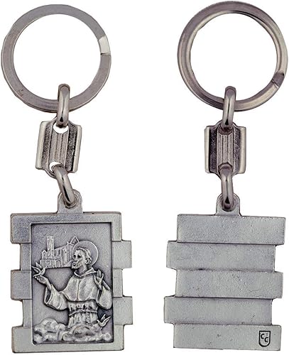 Miniatura 2 de Llavero de San Francisco Metal plateado Santo patrón de los animales Gran regalo católico para la primera comunión y confirmación Accesorio de