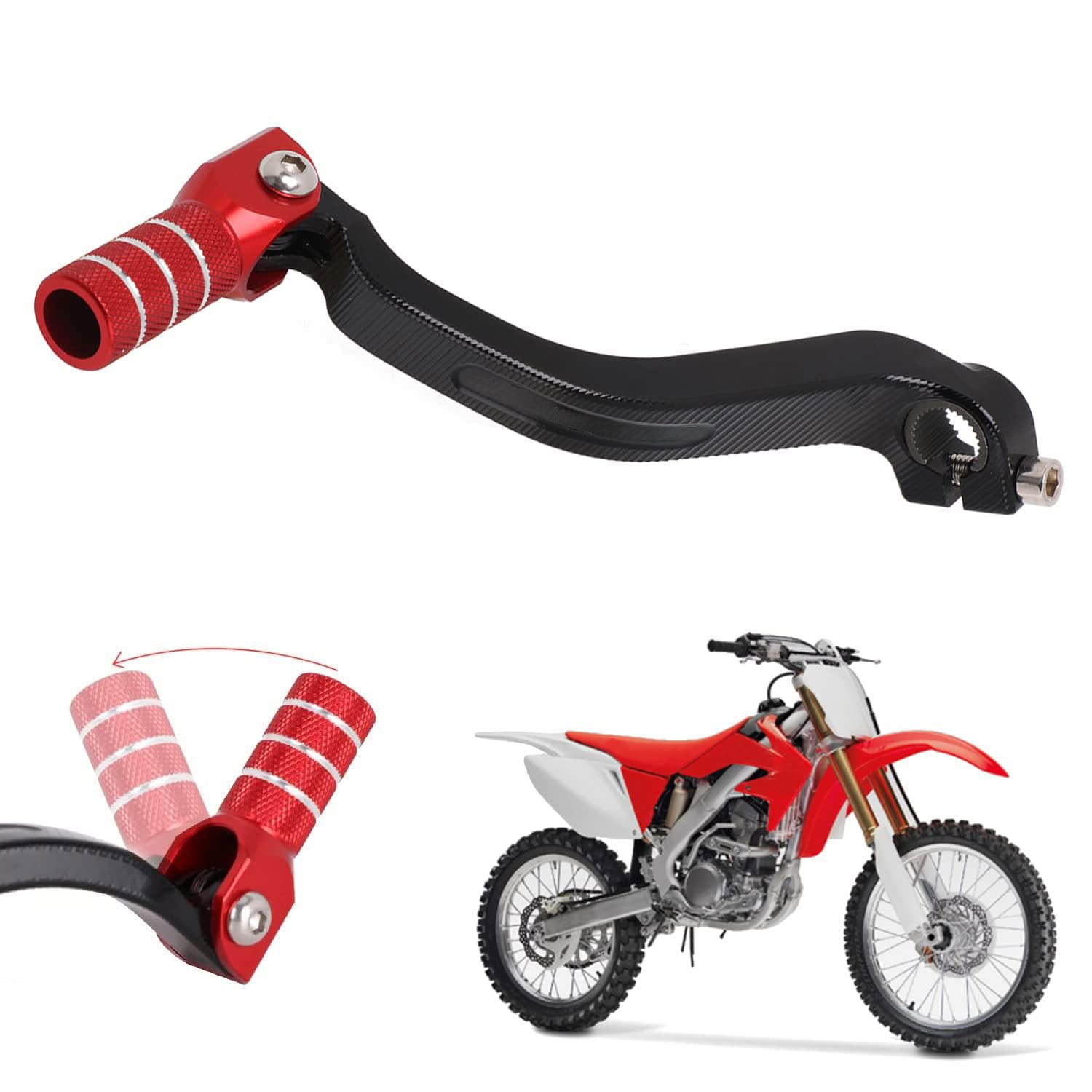 USTPO Motorcycle Gear Shifter Shift Lever Folding Tip CNC for CRF250R 2004-2009 CRF250X 2004-2017 CRF450R 2002 Red