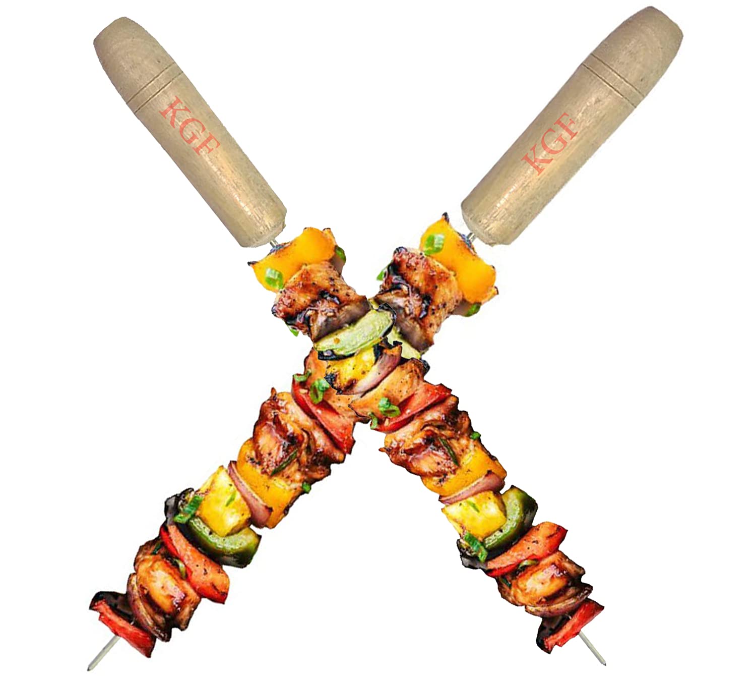 KGF BBQ Skewers with Wooden Handles for All Types of Grilling | Heavy Duty, Reusable Barbecue Skewers for Outdoor Grilling, Roasting, and Tandoor | Ideal for Meat, Vegetables, Kabobs. (2) (B091MK63W2) Amazon Price History, Amazon Price Tracker