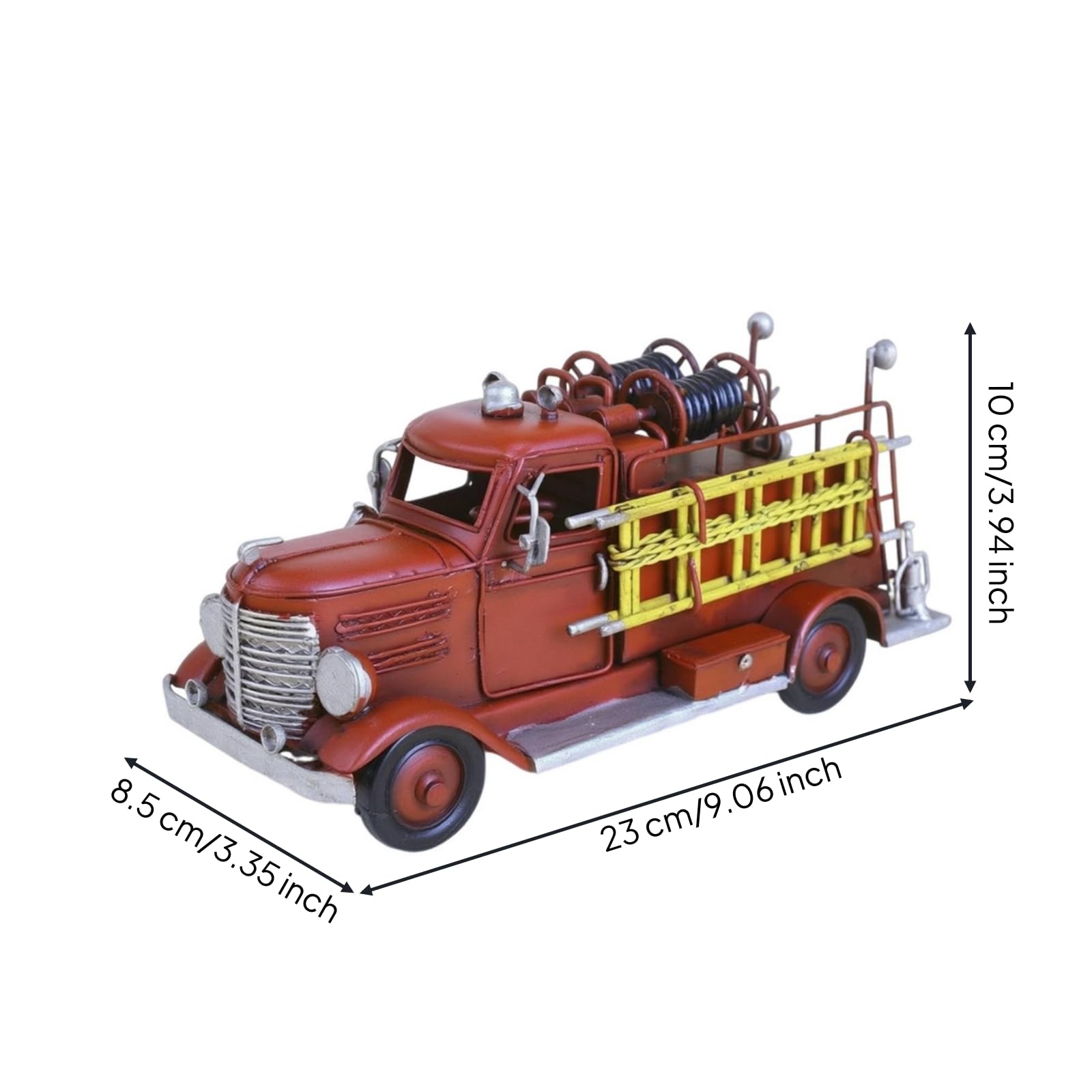 Modellino di Camion Dei Personale di Emergenza Retrò Autopompa in Miniatura Artigianale Veicolo per Collezionisti