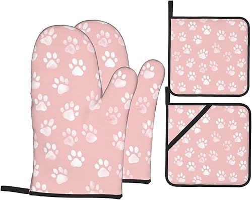 Miniatura 231 de Manoplas de horno y soportes para ollas, arte de mármol blanco y dorado, juego de 4 guantes de cocina resistentes al calor, antideslizantes