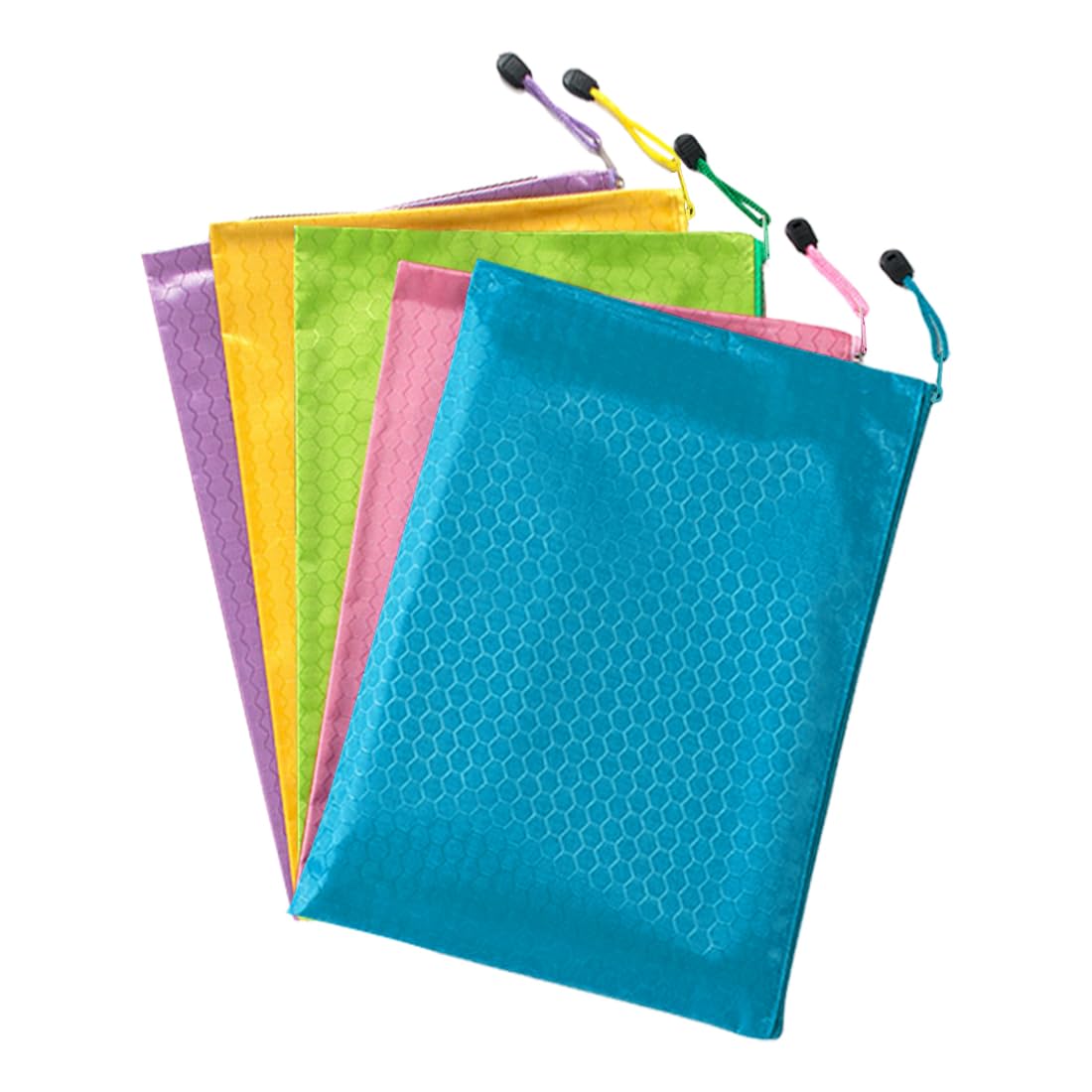 Bolsas impermeables para dinero A5 5 unidades cremallera verde rosa azul morado amarillo