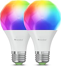 Nanoleaf Essentials Smart Light Bulbs, Matter Smart LED Bulbs Work with Alexa & Google Home, 1000lm 16M+ RGBTW Color Changing Light Bulb, Music Sync A19 E26 2.4GHz WiFi Bluetooth Light Bulb 60W, 2PK