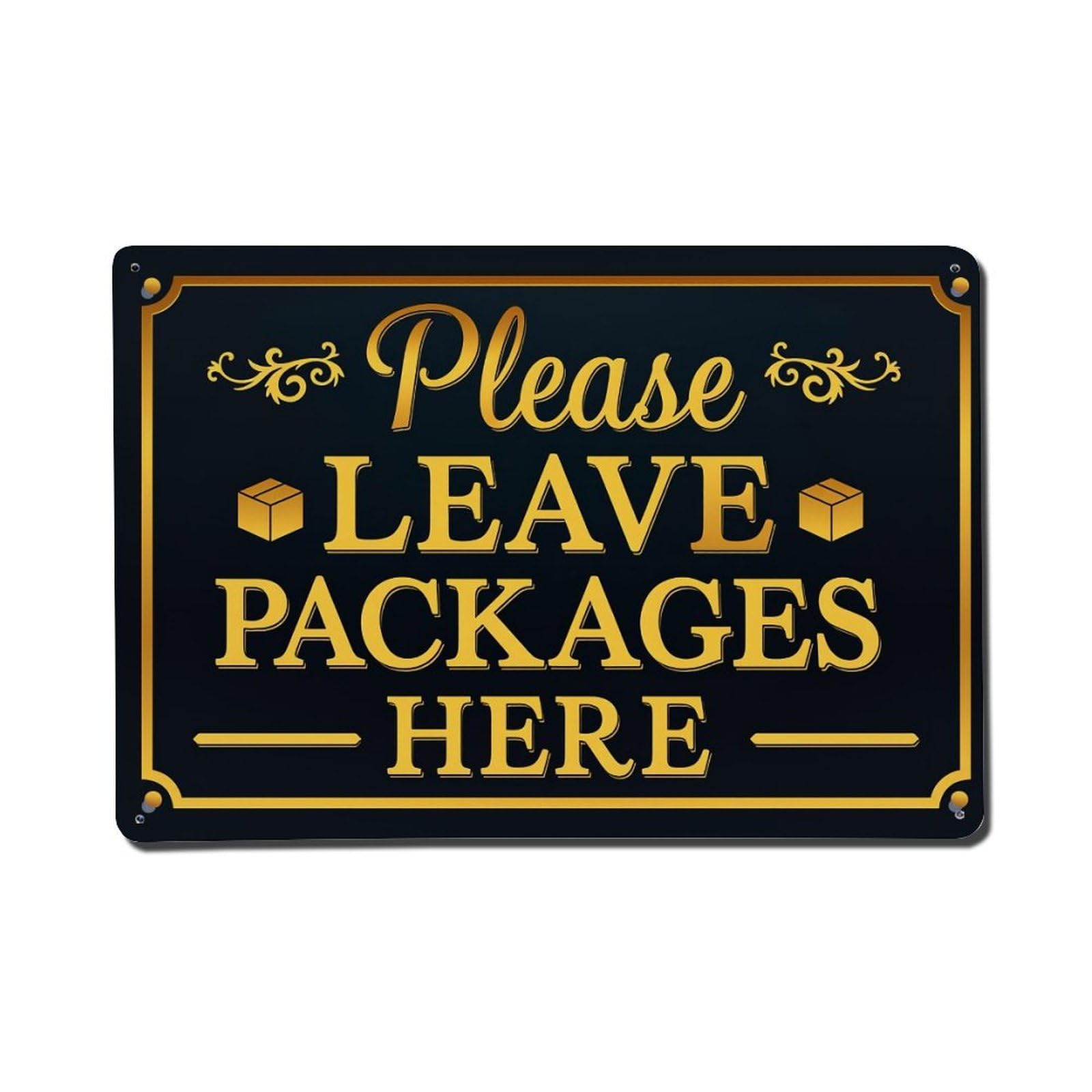 Please Leave Packages Here Tin Sign Vintage Metal Poster, Home Bar Garage Man Cave Cafe Indoor & Outdoor Wall Decoration 8x12Inches