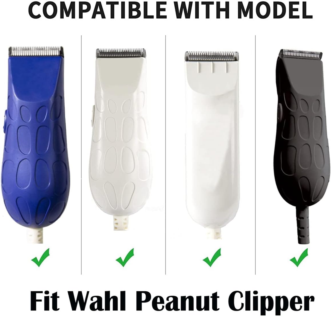 2 Pack Professional Peanut Clipper/Trimmer Snap On Replacement Blades #2068-300 - Compatible with Wahl Peanut Hair Clipper/Trimmer, Black (White 2 Pcs)