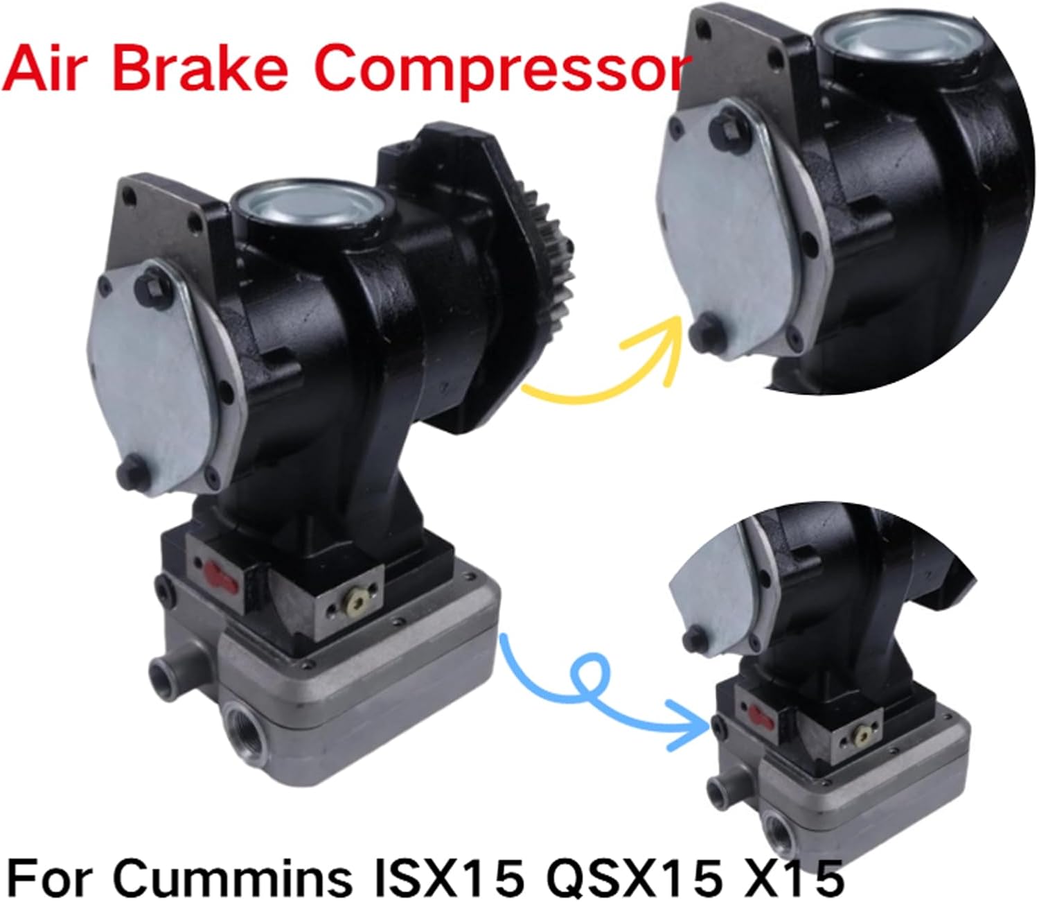 Air Brake Compressor 3690864 Compatible for Cummins Engine ISX15 CM2250 QSX15 M2250 ECF CM2350 X105 X15 CM2350 X123B X129B X130C